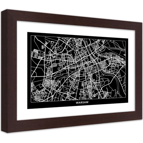 Quadro con cornice, Carta della città  di Varsavia - 90x60 (1/5)