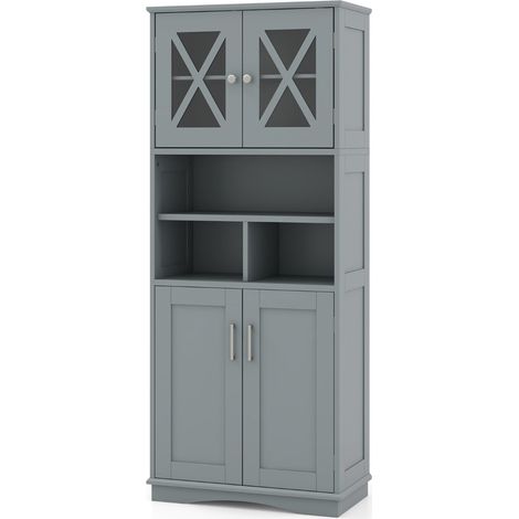 Mobiletto da bagno con ripiani regolabili mdf grigio 211169911 (1/5)