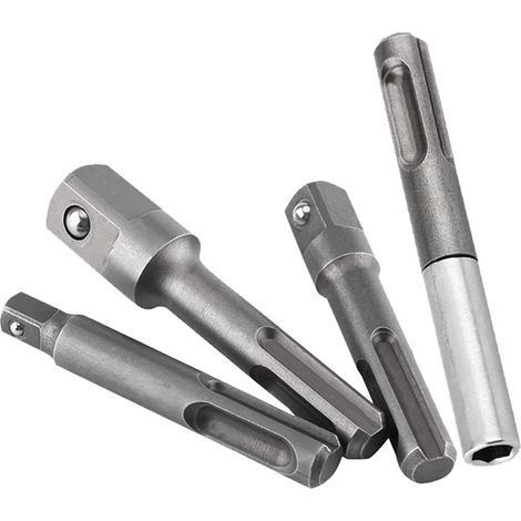 Adaptateur SDS Plus vers douille hexagonale 1/4" et rallonge porte-embout carré 1/4" 3/8" 1/2" pour forets (1/5)