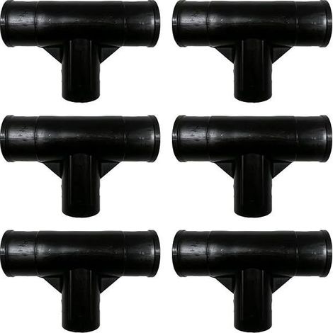 Lot 6 raccords en T noirs pour piscine rectangulaire, pièce de rechange ref 28273, adaptateur tuyau kit raccord piscine (1/5)