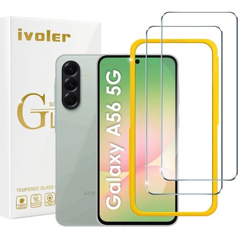 Verre Trempé pour Samsung Galaxy A56 5G Installation en 30 Secondes, Outil d'Installation Facile, Protection d’écran en 9H Dureté, Anti-Rayures, sans Bulles - 2 Pack (1/5)
