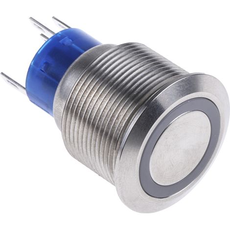 Bouton-poussoir, Momentané lumineux, LED Rouge, Unipolaire à deux directions (1RT), 3 A, 5 A, Montage panneau (1/4)
