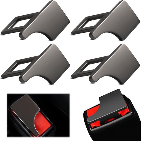 Anschnaller Adapter Auto, 4 Stücke Sicherheitsgurt Schnalle Clip, Gurtalarm Stopper, Sicherheitsgurte Geeignet für die Meisten PKW und LKW (Grau) (1/5)
