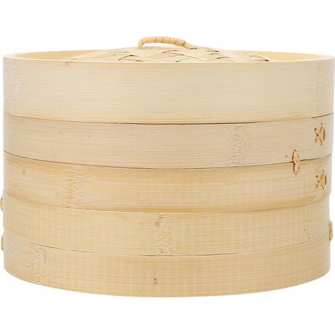 Panier vapeur artisanal de 24 cm avec couvercle pour dim sum, raviolis et plats asiatiques (1/5)