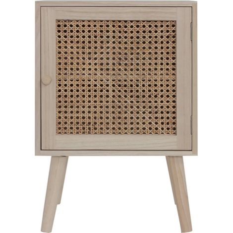 Rebecca Mobili Comodino per Camera Da Letto 1 Anta in Legno Rattan Marrone Salvaspazio (1/5)