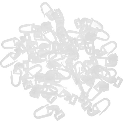 36 crochets en plastique blanc pour rideaux en plastique blanc pour tringles - Léger (1/5)