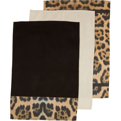Interiors by Premier Set of Three Cotton Tea Towels, Ultra-Absorbent Kitchen Towels, Leopard Pattern Tea Towels, Kitchen Towels (1/2)