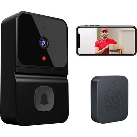 Sonnette sans fil avec caméra, sonnette vidéo sans fil 1080P avec carillon, audio bidirectionnel, étanchéité IP65 (1/5)