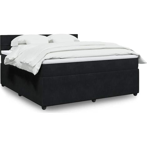 Boxspringbett mit Matratze Schwarz 180x200 cm Samt