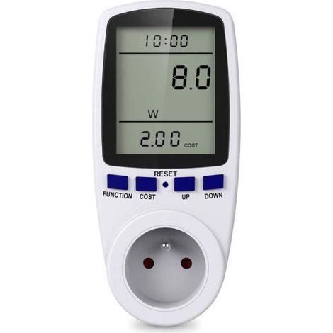 Prise compteur d'énergie – Écran LCD, 7 modes de mesure – Batterie intégrée – Suivi de consommation (1/4)