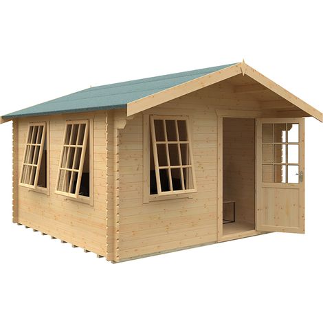 12x12 The Carrington 28mm Cabin - L355 x W355 x H271.9 cm - Solid Wood/Softwood/Pine - Natural