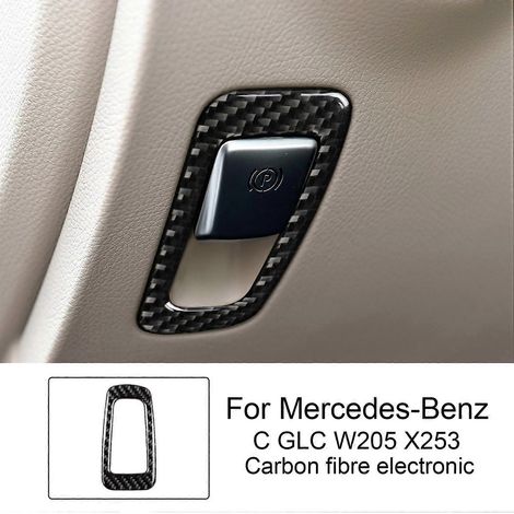 Pour Mercedes-Benz Classe C GLC W205 X253 : Boîtier de bouton de frein à main électronique en fibre de carbone, autocollant, cadre, accessoires intérieurs de voiture (1/5)