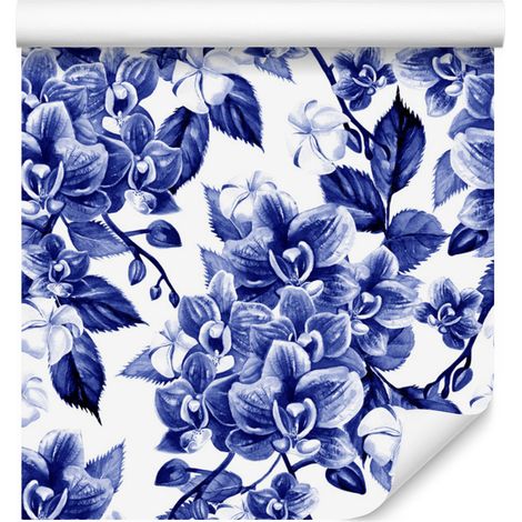Papier peint nature à motif d'orchidées pour salon et chambre 50x1000 cm (1/5)