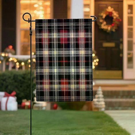 Décoration de Noël patchwork en lin double face, 30 x 45 cm, pour la maison, le jardin ou les fêtes (mât non inclus) (1/5)