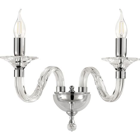 Applique classique en verre et cristal optique murale Gala 2 - Gris acier (1/2)