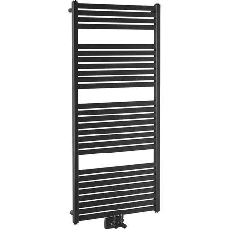 Aqualine - Scaldasalviette Tondi, 60x133 cm, allacciamento centrale, nero opaco DT486T (1/5)
