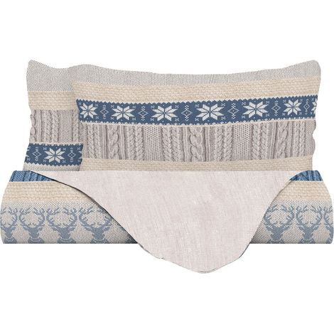Copripiumino Singolo con Federe Stampato Athena Rudolph Azzurro (1/2)