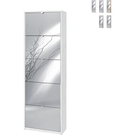 Kit scarpiera 5 ante a ribalta con specchio frontale h190 l63 p29 cm finitura bianco ossido sarmog sk565spk - Sarmog (1/5)