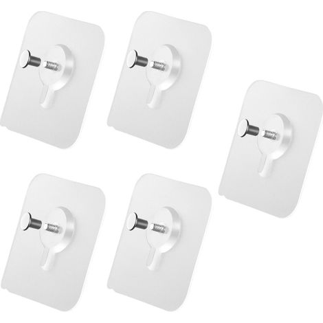Lot de 5 crochets adhésifs à vis de 8 mm, fixation murale sans perçage, vis et clous sans joint pour la suspension (1/5)