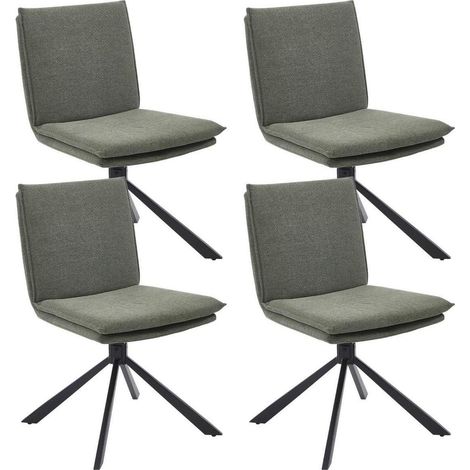 Esszimmerstühle 4er Set drehbar aus Chenille Grün 360° Küchenstühle mit Doppelkissen (1/5)