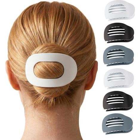 Pince Cheveux Plates – Lot de 6 Grandes Pinces à Maintien Fort, Idéales pour Chignons & Coiffures Attachées, Accessoires Cheveux Femme au Fini Mat Neutre – Achromatic Set (1/5)