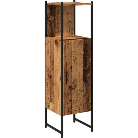 Colonne Meuble de salle de bain - vieux bois 33x33x120,5 cm bois ingénierie fr3978 - Maison La Vie (1/5)