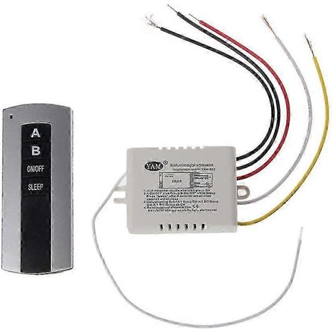 Récepteur et émetteur de télécommande sans fil à 2 canaux pour lampe (marche/arrêt) (1/5)