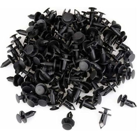 120 Stück Auto-Kunststoffnieten-Befestigungsklammern, schwarze Auto-Clips, Kunststoffnieten, Kotflügel, 8 mm Loch, Push-Kunststoffnieten, Befestigungselement