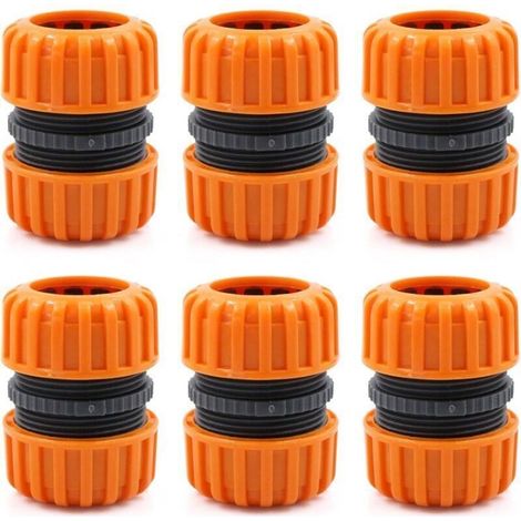 Lot de 6 raccords de tuyau d'arrosage - Kit de réparation pour tuyau d'arrosage - 19 mm (3/4") - Jaune (1/4)