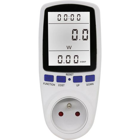 Sollbry Toma de corriente blanca con medidor de energía, pantalla LCD, 16 A, 230 V, 50 Hz, consumo de energía, amperaje, voltaje, potencia máxima 3680 W (58 x 32 x 24 mm). (1/5)