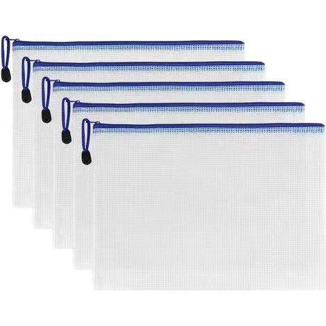 20 Pieces A5 Plastic File Folders, A5 Zip File Folders, Clear File Folders, Clear Package Folders, Document Folders for Travel Office Supplies (1/5)