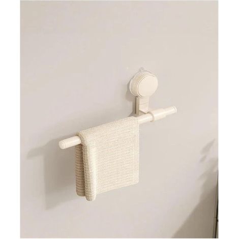 Porte-serviettes de salle de bain à ventouses, barre de douche, étagère de rangement, support de baignoire en alliage d'aluminium, sans perçage (blanc laiteux, 40 cm) (1/4)