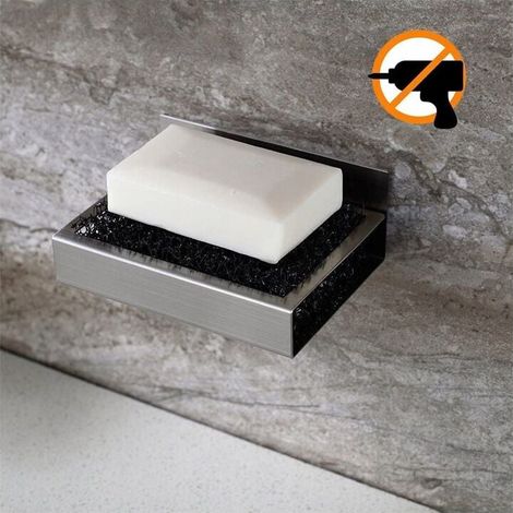 Jabonera Ulisem, jabonera de pared de acero inoxidable, sin necesidad de taladrar, para baño o cocina. (1/5)