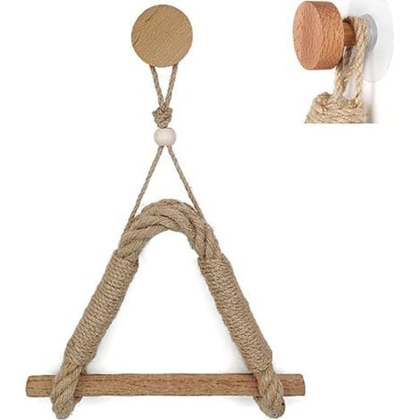 Le porte-papier hygiénique n'est pas perforé, porte-serviettes en bois de corde de jute rétro, porte-serviettes en papier rétro, corde industrielle nautique, salle de bain, décor de cuisine (1/4)