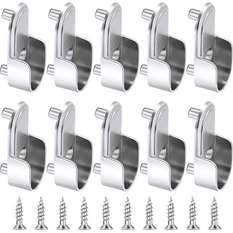 10 Pièces Support de Tringle à Penderie Forme de U Support Tringle Penderie Support de Tringle de Garde-Rob Tige à Bride en Alliage de Zinc pour Rideau ou Armoire Rideau de Douche (1/5)