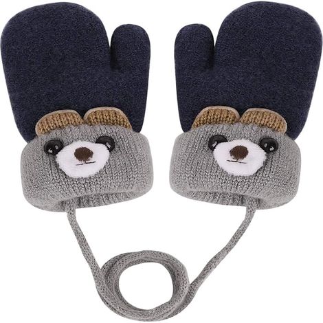 Gants d’hiver chauds pour enfants, modèle deux doigts coupe-vent, gants de ski et neige, protection thermique pour activités extérieures (1/5)