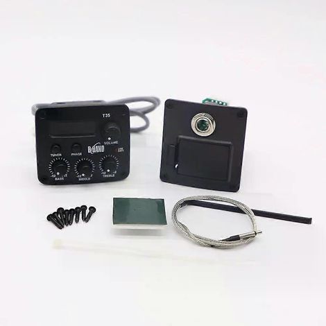B BAND T35 Akustikgitarren-Vorverstärker mit 3-Band-EQ, chromatischer Anzeige und integriertem Stimmgerät mit Keramik-Piezo-Tonabnehmer (1/4)