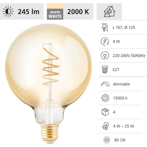Eglo LED Globe G125 E27 4W amber Leuchtmittel (1/3)