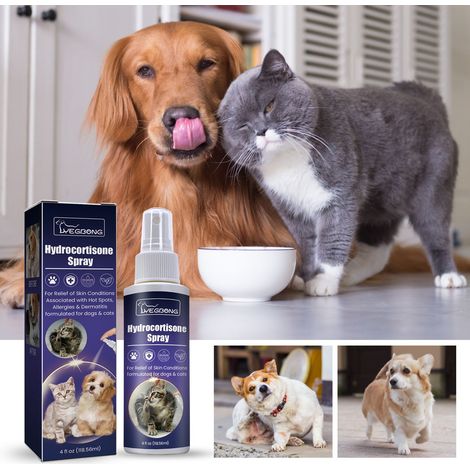 Spray de soin pour animaux, anti-acariens, insectifuge, nettoie et apaise la peau et le pelage, convient aux chats et aux chiens -- 118,56 ml (1/5)
