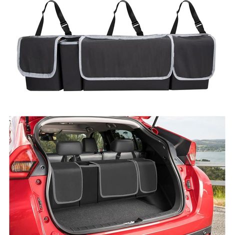 Rangement Coffre de Voiture,Organisateur Voiture,Organisateur Coffre Voiture,Organisateur de Coffre de Voiture,Coffre Rangement Interieur,Convient à la Plupart des Voitures (Noir) (1/5)