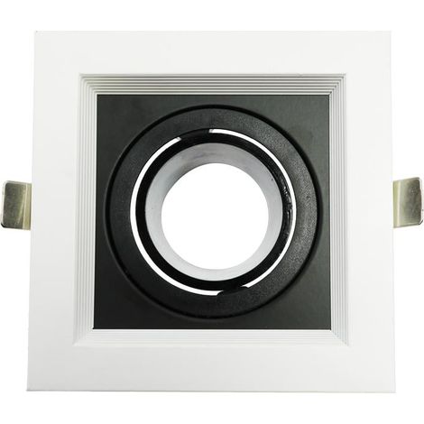 IluminaShop - Aro Basculante Cuadrado Blanco y Negro para GU10/MR16 (1/4)
