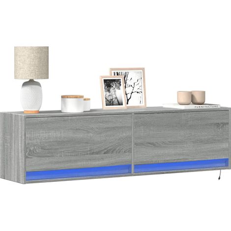 TV Wall Cabinet with LED Lights Grey Sonoma 140x31x38 cm vidaXL (1/5)