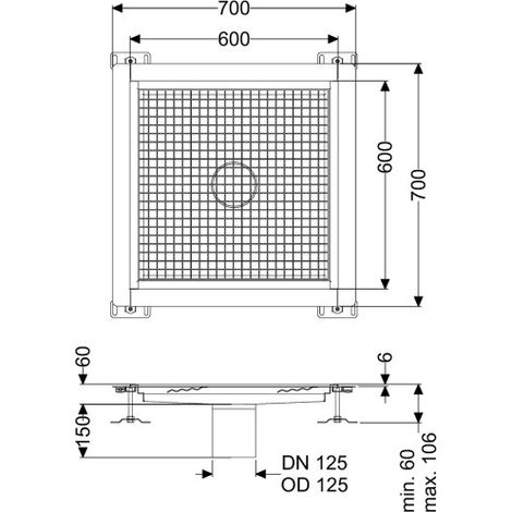 Bac de sol Ferrofix avec rebord adhésif, H : 6 mm, 600 x 600 mm