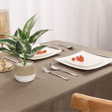 Tischdecke Leinenoptik wasserabweisend rechteckig 135x160cm Khaki