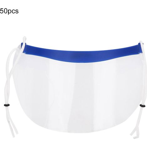 Lot de 50 masques de protection oculaire transparents professionnels pour coiffure, visière faciale anti-éclaboussures, couvre-cheveux et visage, usage salon. (1/5)