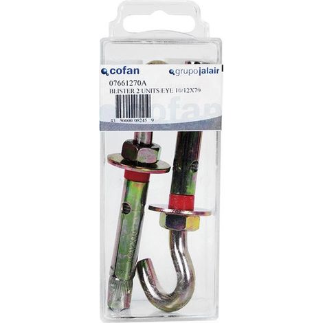 COFAN bl 1 units hook 8/10x60 caja 10 unid. , Anclajes Metálicos con Gancho 6.8 Blíster Estándar (1/2)