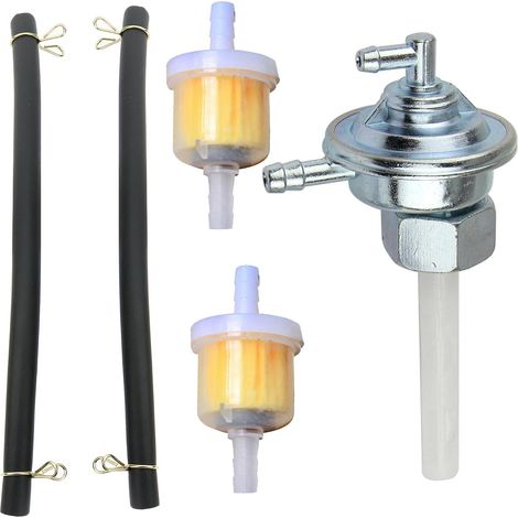 Universal Fuel Tap M16 x 1.5 Includes Filter Element and Hose Compatible with GY6 for Generator Tanks Motorcycles Off-Road Vehicles and Karts