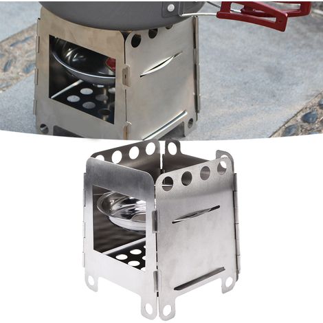 Réchaud à alcool pliable portable d'extérieur, réchaud à bois, réchaud de camping en acier inoxydable (1/5)