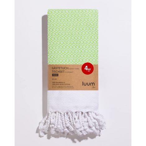 Lot de 4 serviettes d'invités - Sets de table lavables - 100 % coton - Séchage rapide - Non pelucheux - Vert - 33 x 45 cm (1/3)