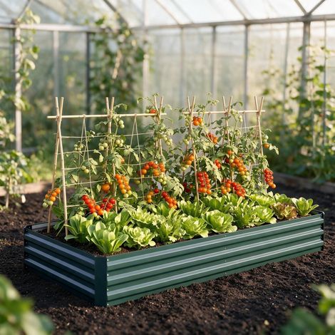 Bac potager surélevé en tôle d’acier ondulée, modulable, résistant aux UV, pour fleurs, légumes & herbes aromatiques (1/5)